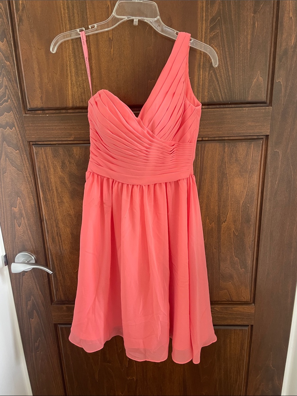 Mori Lee Coral One-Shoulder Cocktail Dress o
